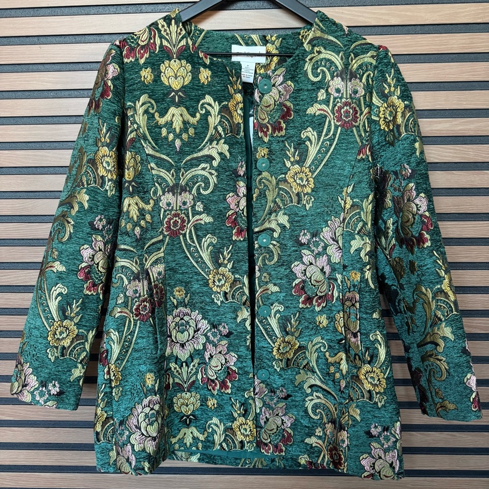 Peck & Peck Green Floral Blazer